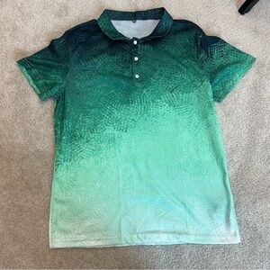Men’s green faded print short sleeve golf polo shirt Sz M NWOT